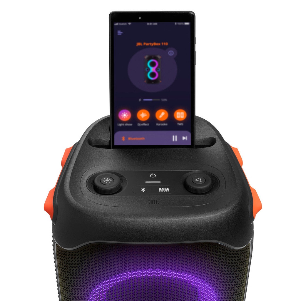 JBL PartyBox 110 Portable Party Speaker with 160W Powerful Sound, Built-in Lights with up to 12 Hours of Playtime (Black)/JBLPARTYBOX110AM - A Stock