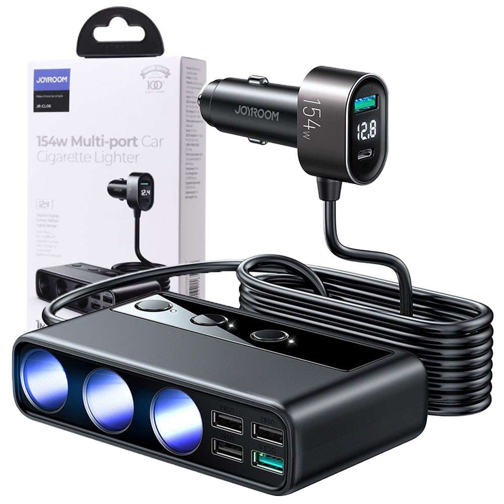 JOYROOM JR-CL06 MULTI- PORT Car Cigarette lighter USB 12.4A BLACK
