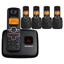 Motorola Five Handset DECT 6.0 Digital Cordless Phones with Answering Machine L705 - A Stock (Open Box)