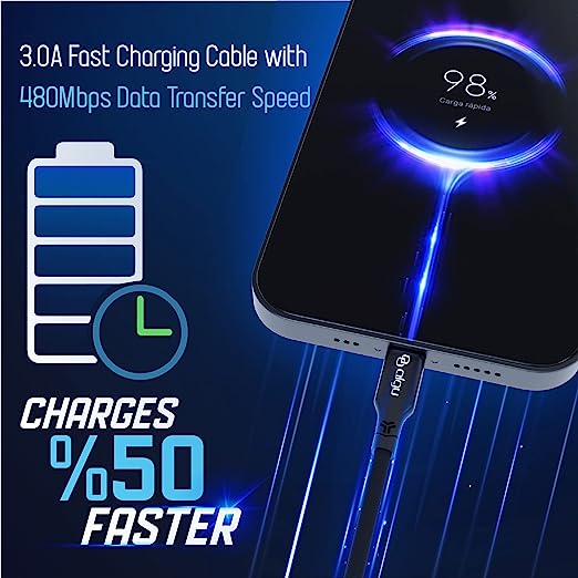 Apple Lightning to USB-A, 3.0A Fast Charging, Lightning Cable, iPhone Charger Cord, iPhone Cable, iPhone Cord, Apple Charging Cord, Apple Charging Cable (9.9 Feet / 3.0 Meter)