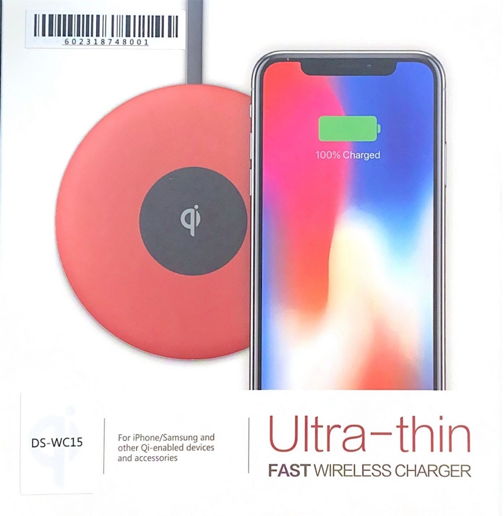 15 Watt ULTRA-THIN FAST WIRELESS CHARGER  15W/10W/7.5W/5W/602318748001/DS-WC15/iPhone/Samsung/Lg etc/ Black
