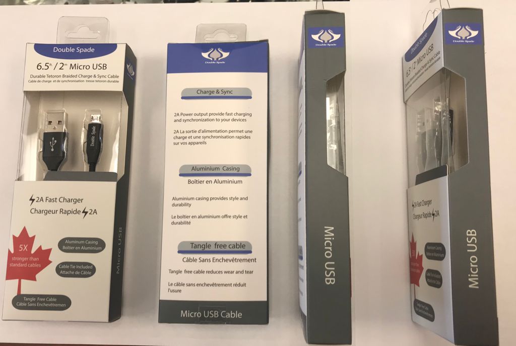 2 PACK Double Spade Micro USB to USB A Cable Tetoron Braided Charge & Sync Cable (6.5ft. / 2metre)/602318743138