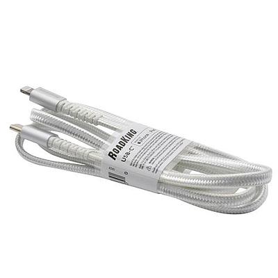 Apple Certified Type C to Lightning Roadking Cable/iPhone 14/13/12/11/Xr/ and Latest iPads  PD 3A 4Feet/ MFI Data Cable/Quick Charge/Braided/WHITE